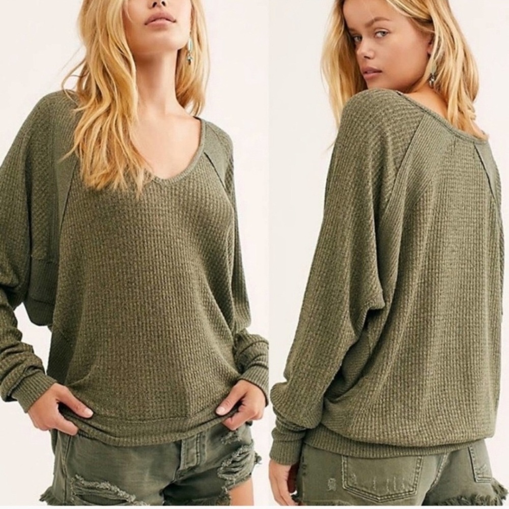 Free People Ferngully Green Santa Clara Thermal Top Size: Small NWT
